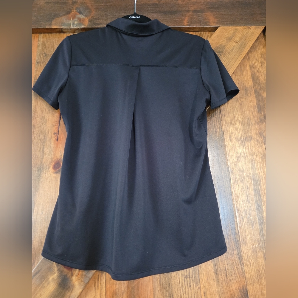 Adidas Golf Black Polo Shirt Women’s Medium Embroidered Logo Stretch - Picture 3 of 9